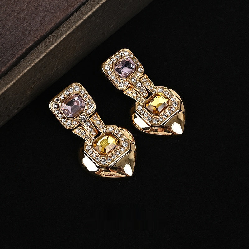 Set de Collier et Boucles d’Oreilles Style Palais Géométrique Creux Vintage