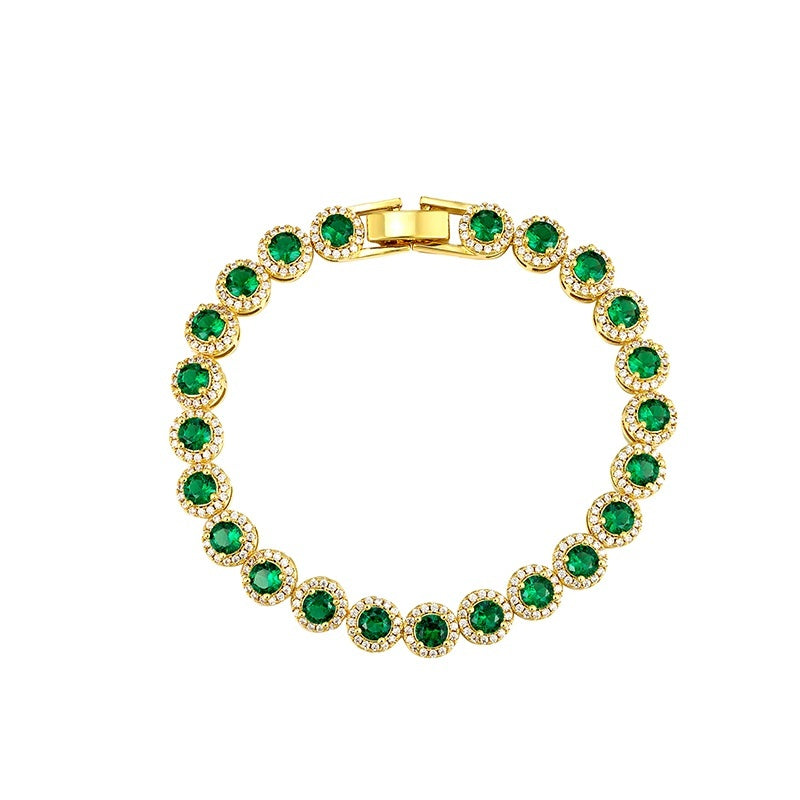 Bracelet de tennis en plaqué or turquoise