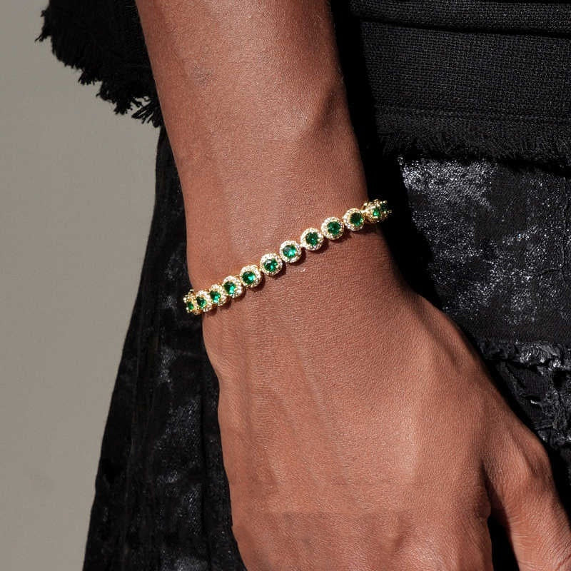 Bracelet de tennis en plaqué or turquoise