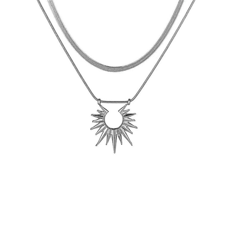 Collier Double-Couche Tournesol en Acier Titane