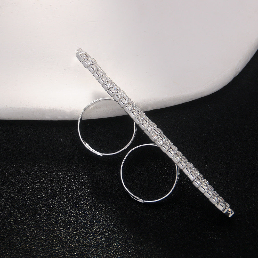 Bague Géométrique Double Doigt avec Strass