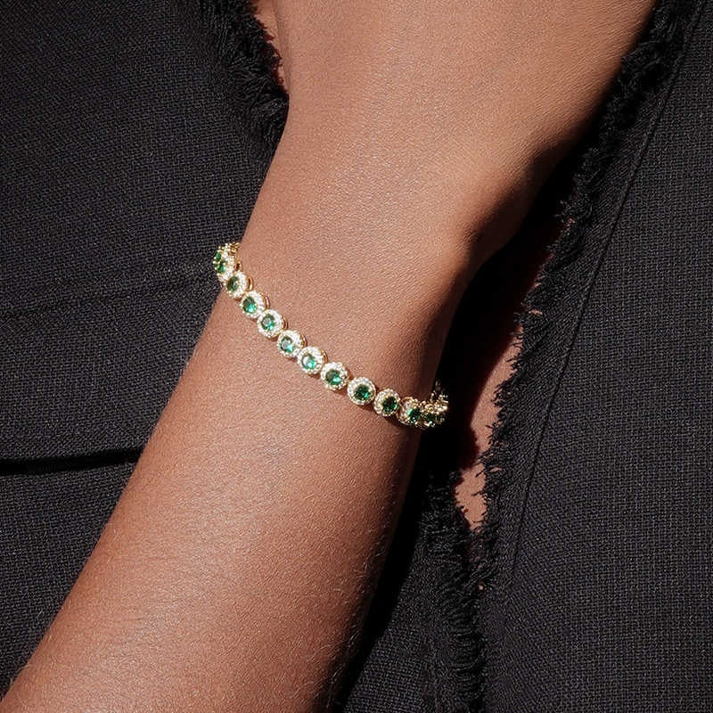 Bracelet de tennis en plaqué or turquoise