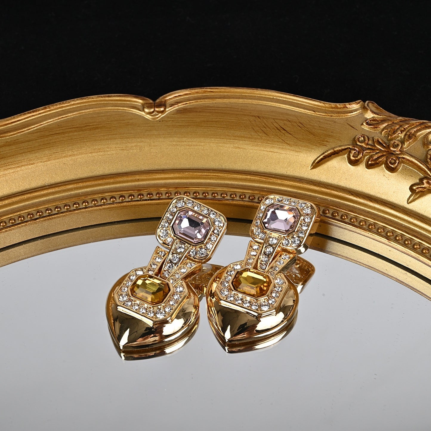 Set de Collier et Boucles d’Oreilles Style Palais Géométrique Creux Vintage