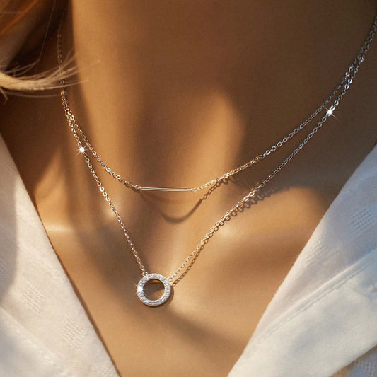 Round Cubic Double-Layered Necklace