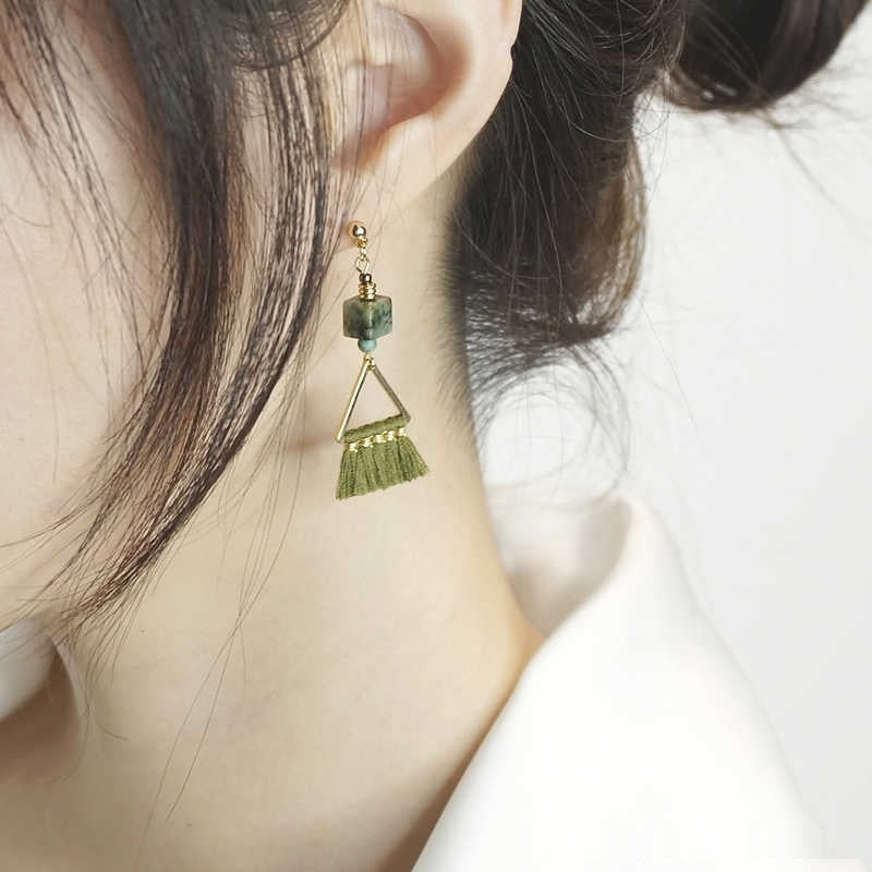 Personalized Tassel Triangle Earrings