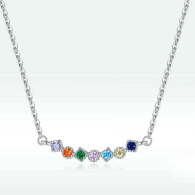 Collier en zircon arc-en-ciel coloré