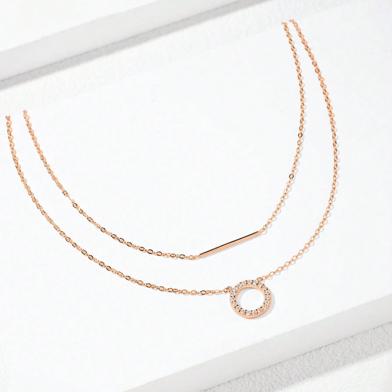 Round Cubic Double-Layered Necklace