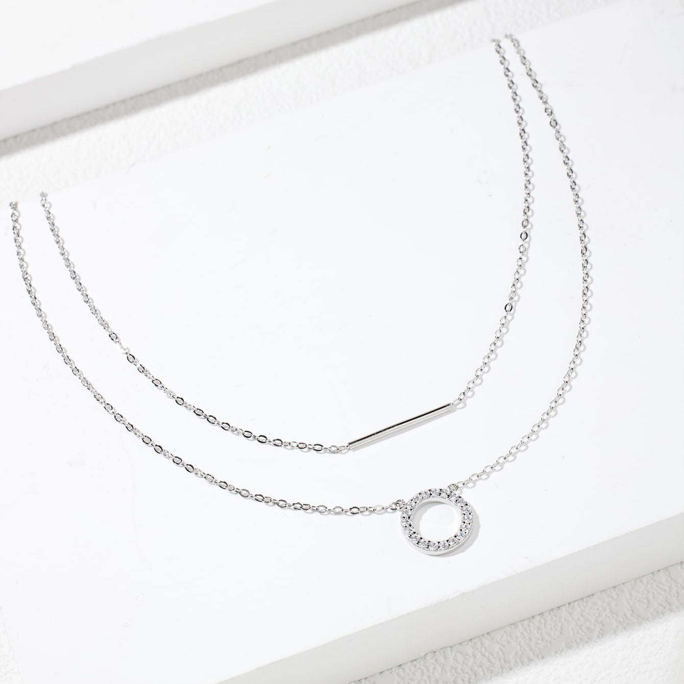 Round Cubic Double-Layered Necklace