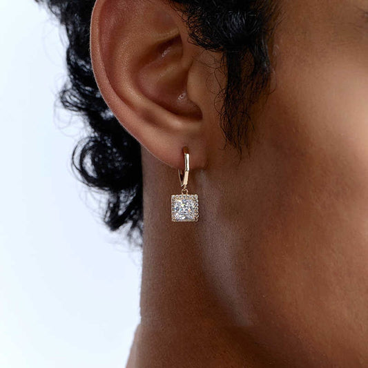 Boucles d'Oreilles Carré Petit Diamant Plaqué Or