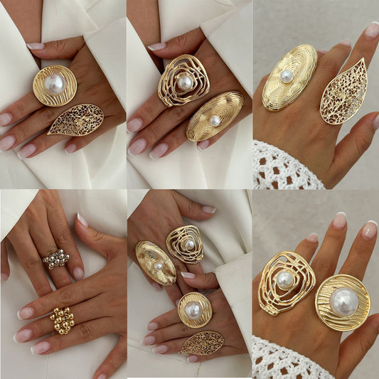 Ethereal Labyrinth: Irregular Hollow-Out Braided Alloy Open Ring
