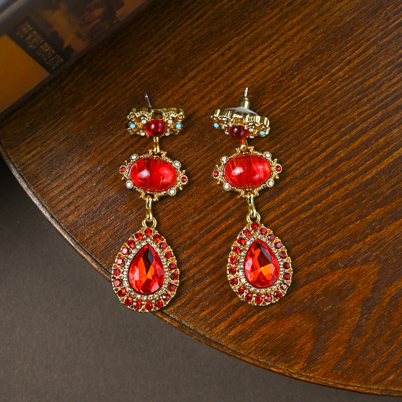 Set de Collier, Bracelet et Boucles d'Oreilles en Verre Creux Orné de Bijoux