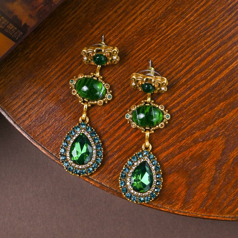 Set de Collier, Bracelet et Boucles d'Oreilles en Verre Creux Orné de Bijoux
