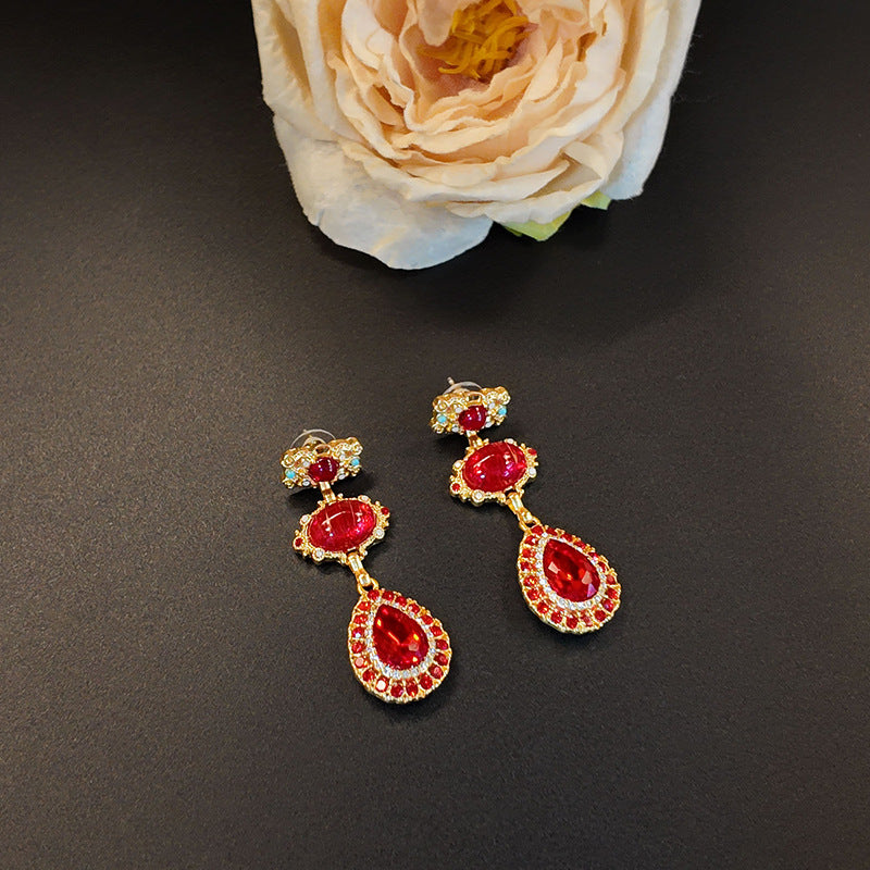 Set de Collier, Bracelet et Boucles d'Oreilles en Verre Creux Orné de Bijoux