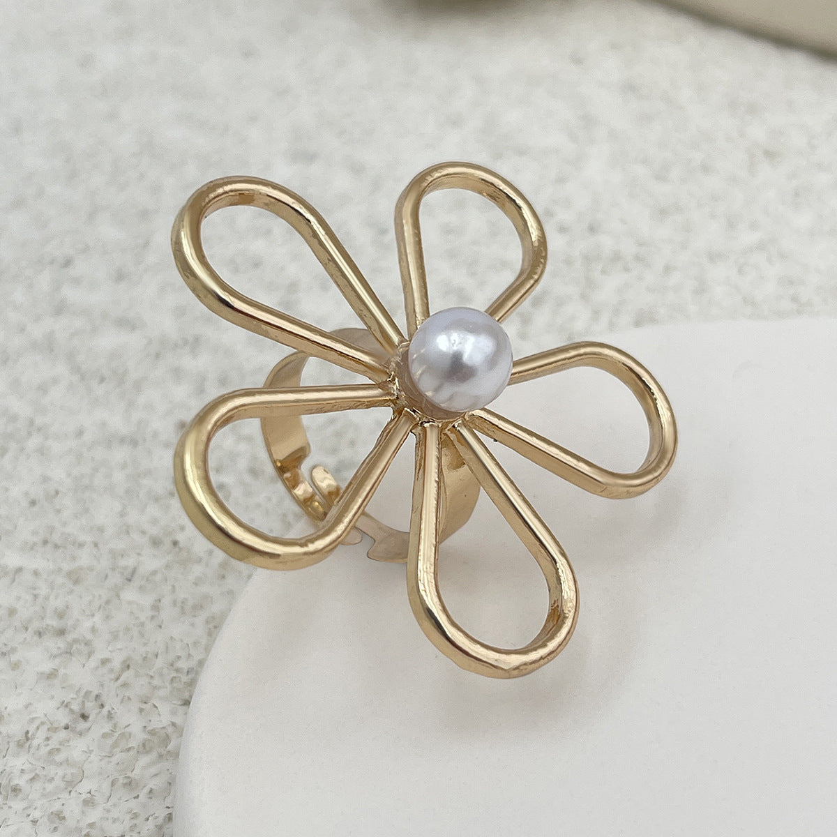 Ocean Symphony: Hollow Flower Feather Knuckle Ring