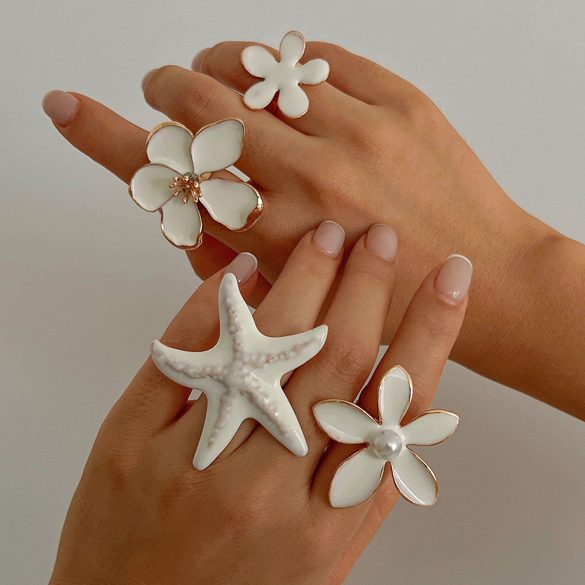 Bague Fleur en Métal Exagéré à Effet Goutte-à-Goutte