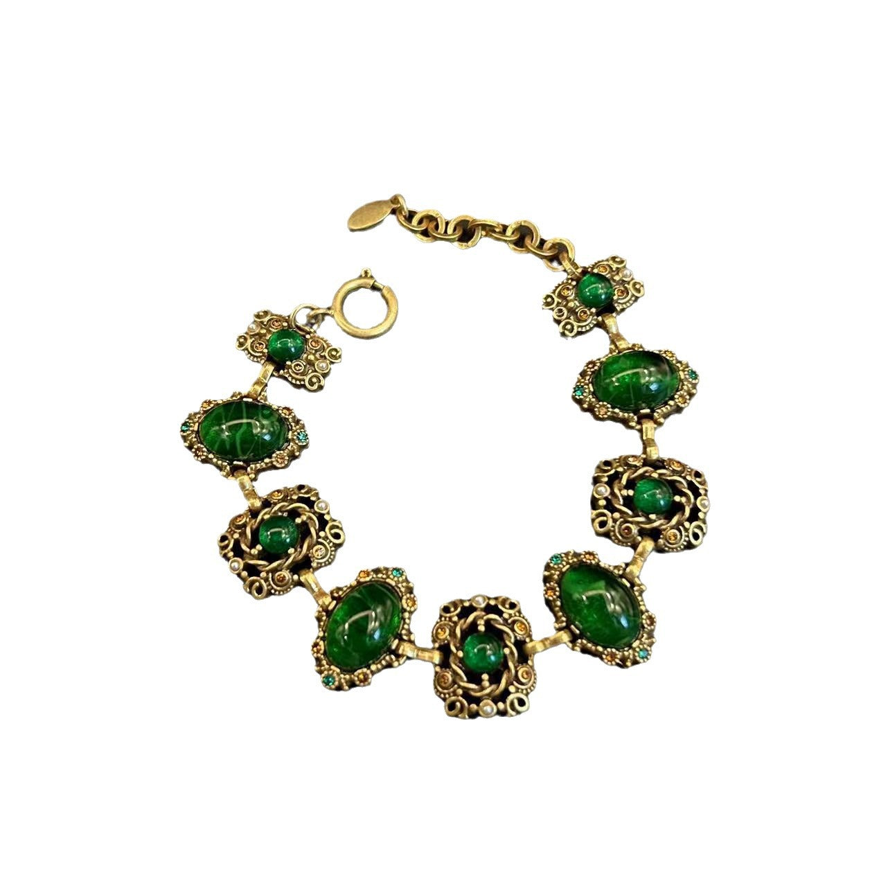 Set de Collier, Bracelet et Boucles d'Oreilles en Verre Creux Orné de Bijoux