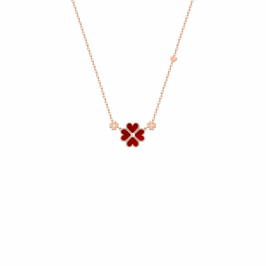 Red Turquoise Clover Necklace