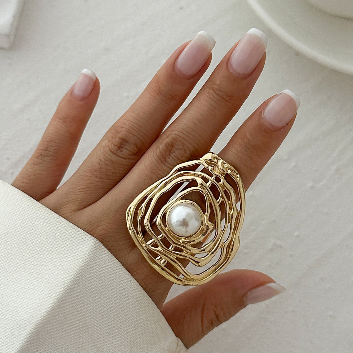 Ethereal Labyrinth: Irregular Hollow-Out Braided Alloy Open Ring